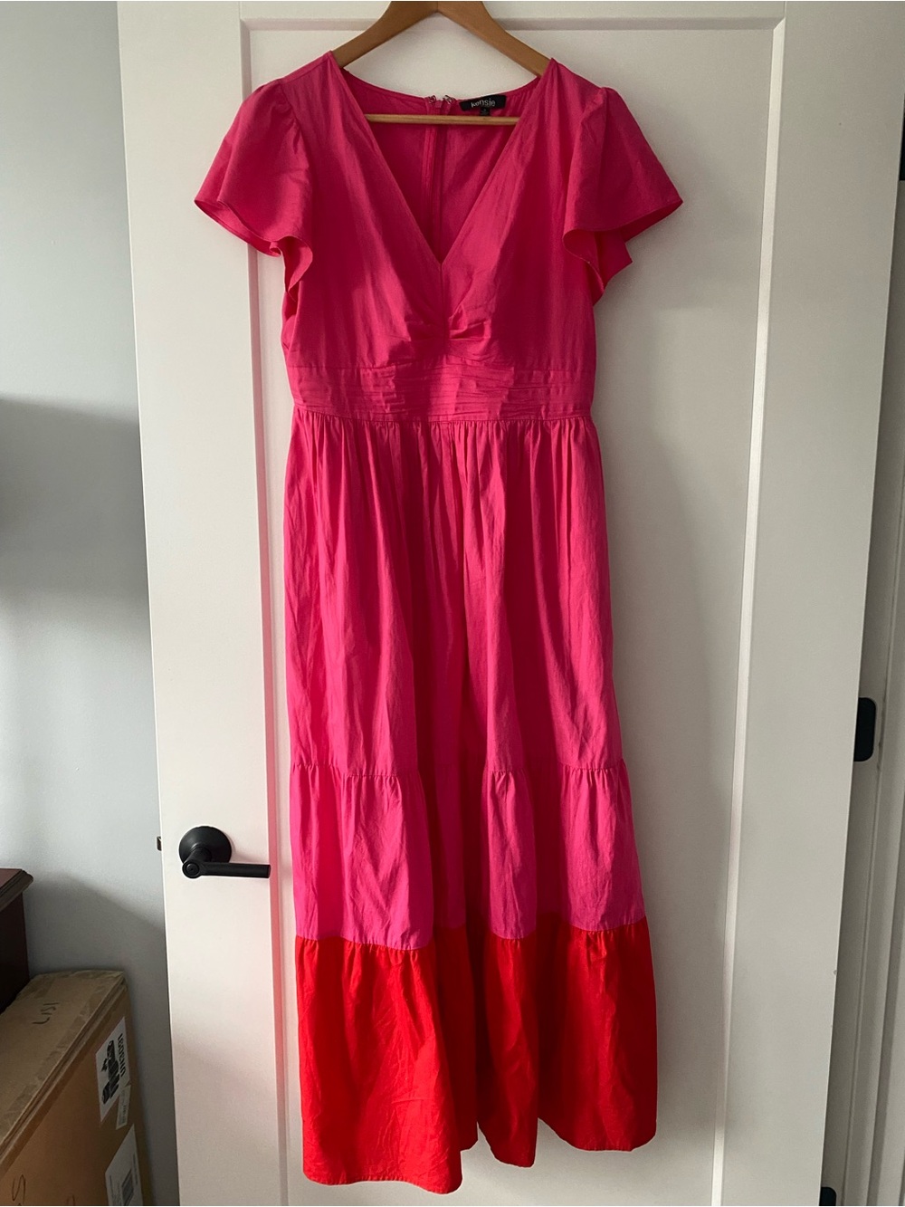Kensie pink and red maxi dress